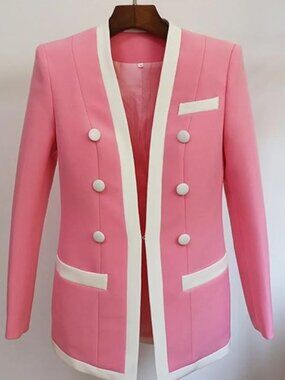 Pink and White Balmain Inspired Blazer